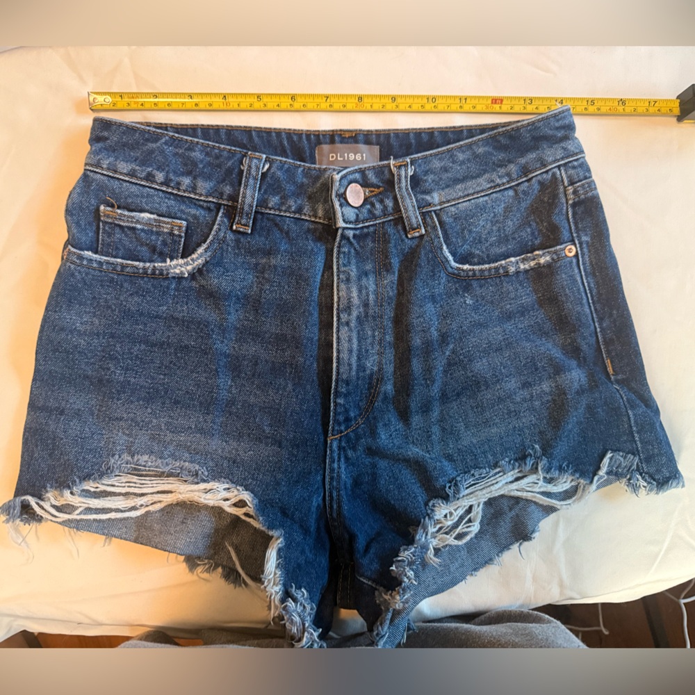 DL1961 Distressed Blue Denim Shorts